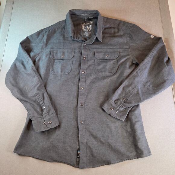 Kuhl Men’s XL Button Up Shirt Gray Long Sleeve Cotton Blend Outdoor - Picture 1 of 16